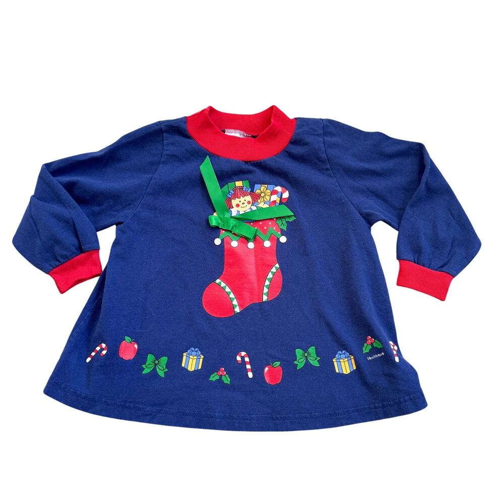 Vtg 1990s Healthtex Christmas Shirt Raggedy Ann 4T